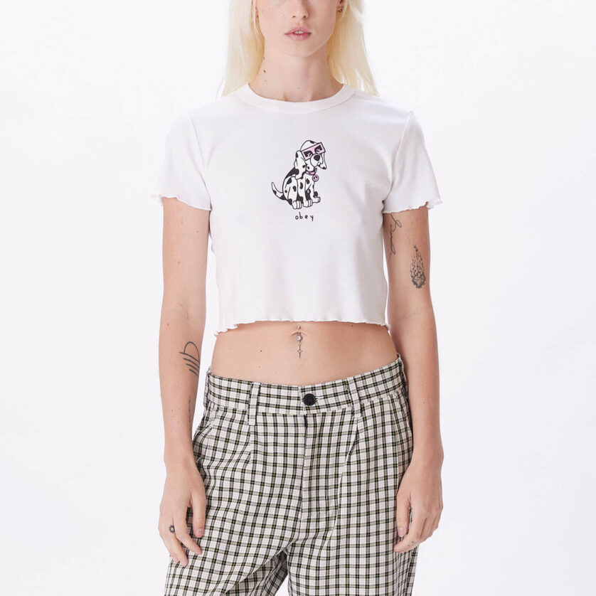 Obey Eyes Dalmatian Cropped Emma Rib T-Shirt