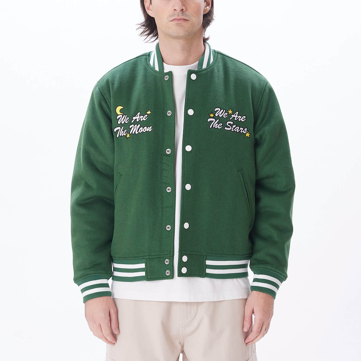 OBEY Clothing Wizard Men's Varsity Jacket Green 121800551-EDN