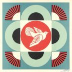 GEOMETRIC DOVE -BLUE- SIGNED OFFSET PRINT (24 X 24)