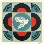 GEOMETRIC DOVE -BLACK- SIGNED OFFSET PRINT (24 X 24)